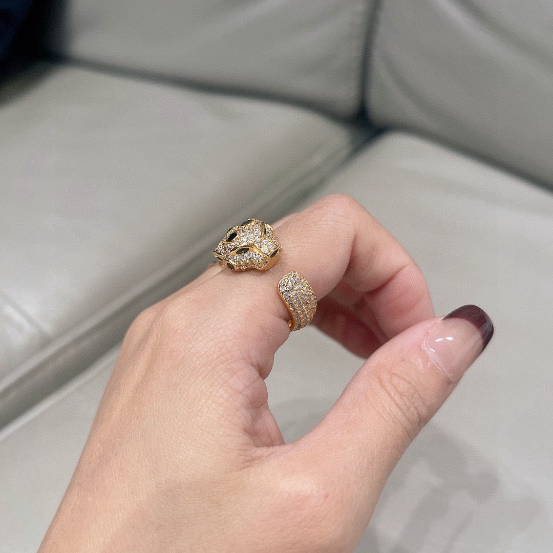 [ElanLuxe Jewelry]PANTHERE SPOTTED FULL DIAMOND MEDIUM RING