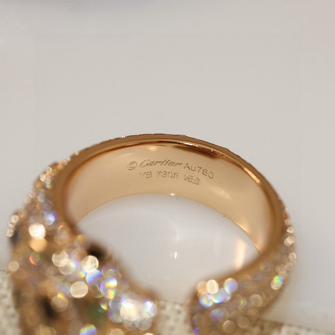 [ElanLuxe Jewelry]PANTHERE SPOTTED FULL DIAMOND MEDIUM RING