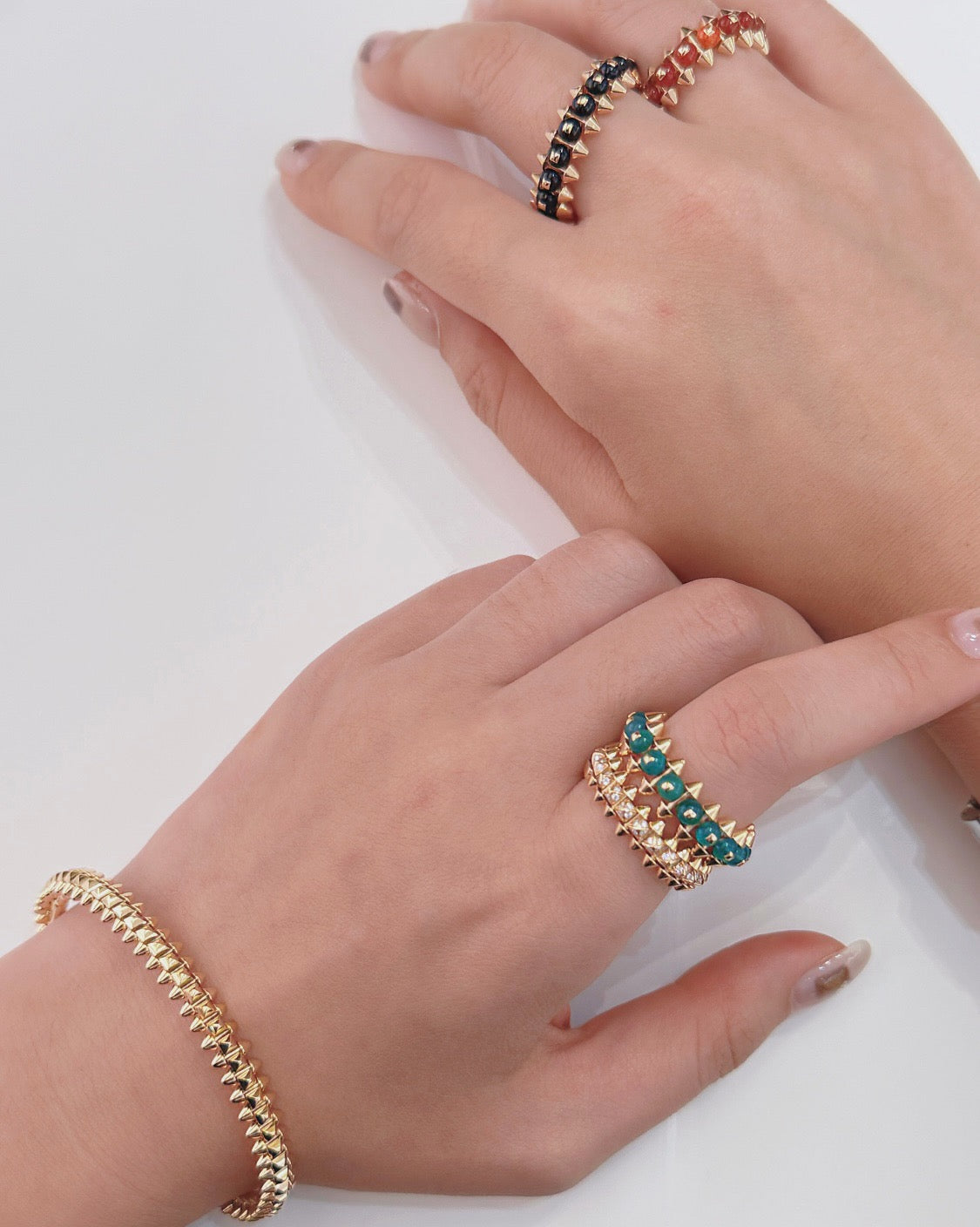 [ElanLuxe Jewelry]CLASH 7.9MM AGATE CHALCEDONY RING