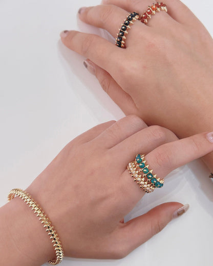 [ElanLuxe Jewelry]CLASH 7.9MM AGATE CHALCEDONY RING