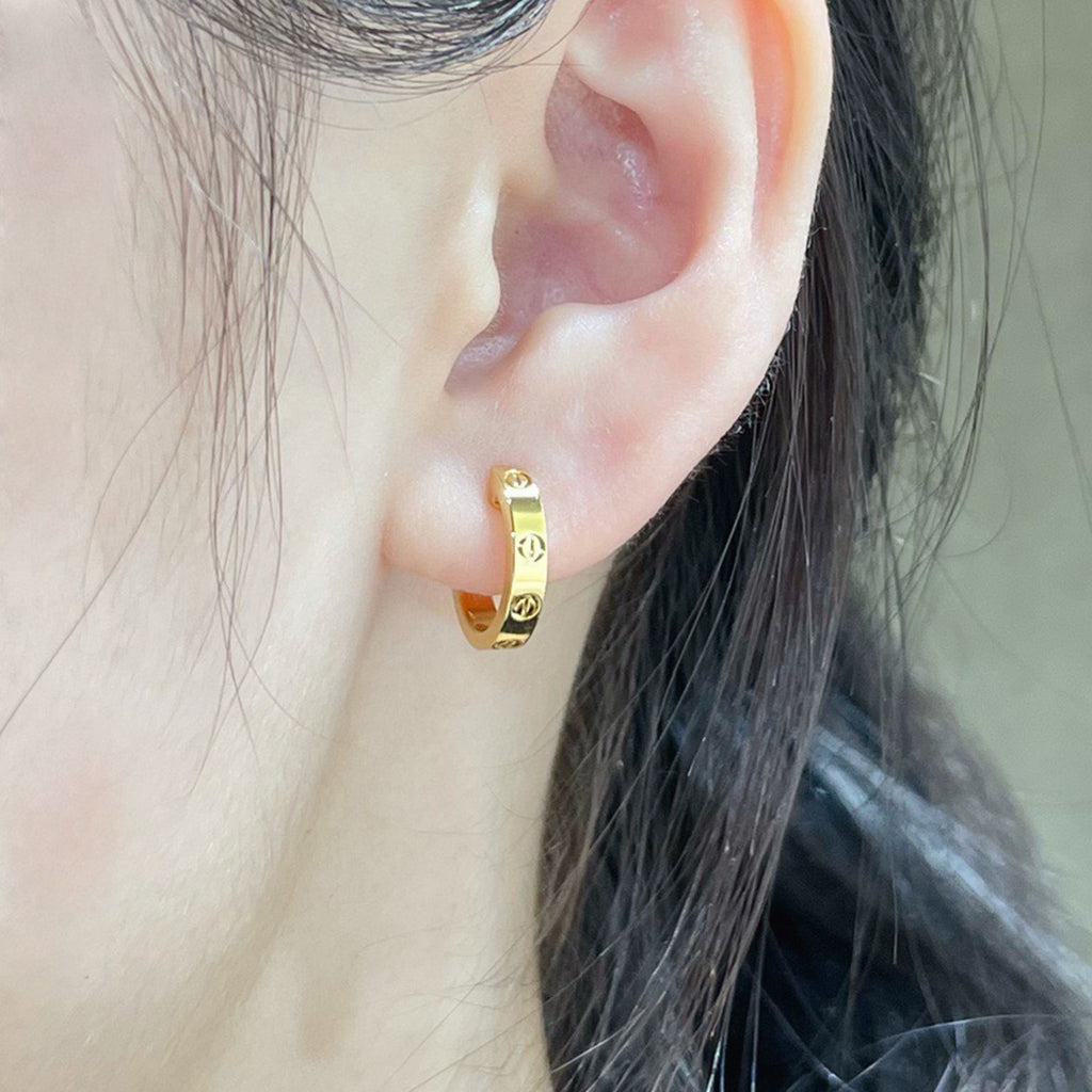 [ElanLuxe Jewelry]LOVE EARRINGS 2.65 MM NO DIAMOND SMALL