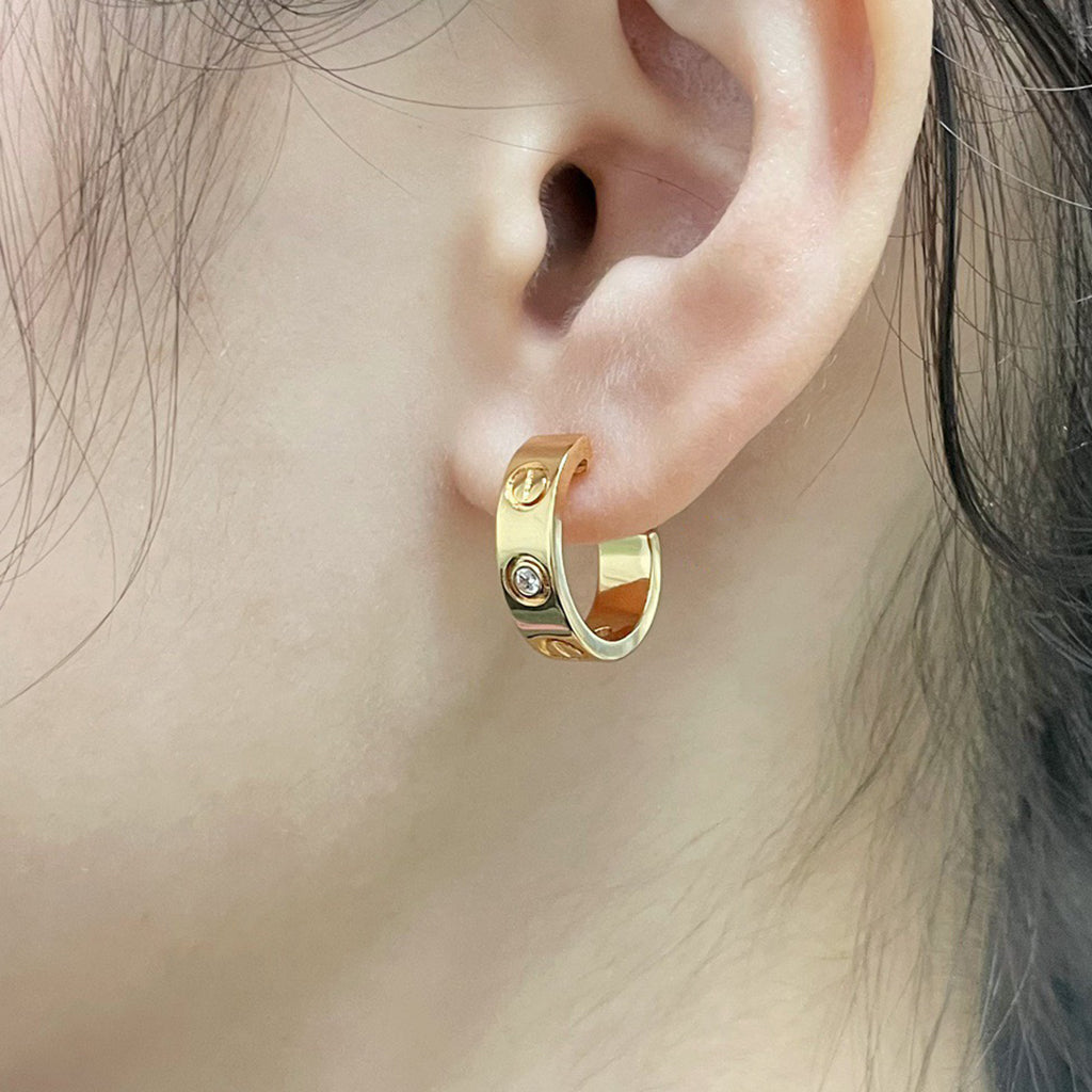 [ElanLuxe Jewelry]LOVE EARRINGS 5.7MM 2 DIAMONDS