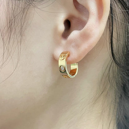 [ElanLuxe Jewelry]LOVE EARRINGS 5.7MM 2 DIAMONDS