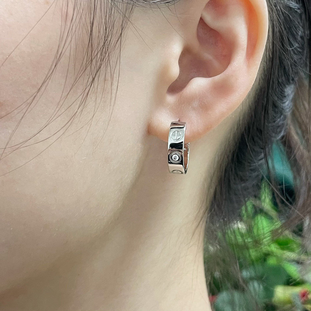 [ElanLuxe Jewelry]LOVE EARRINGS 5.7MM 2 DIAMONDS