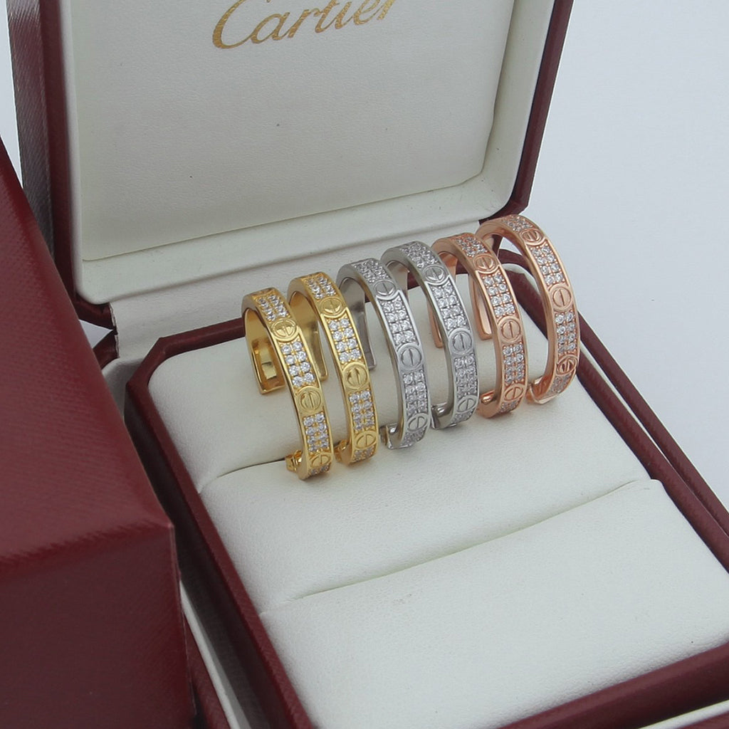 [ElanLuxe Jewelry]LOVE EARRINGS 3.6MM DIAMOND PAVED