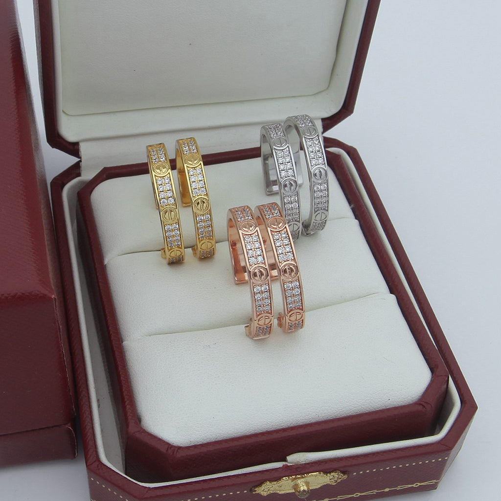 [ElanLuxe Jewelry]LOVE EARRINGS 3.6MM DIAMOND PAVED