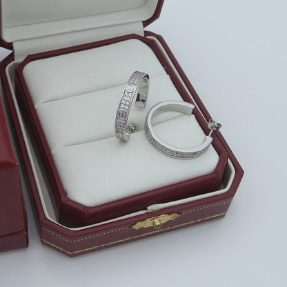 [ElanLuxe Jewelry]LOVE EARRINGS 3.6MM DIAMOND PAVED