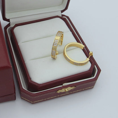 [ElanLuxe Jewelry]LOVE EARRINGS 3.6MM DIAMOND PAVED