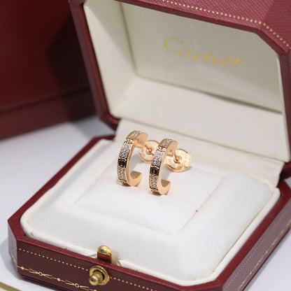 [ElanLuxe Jewelry]LOVE 5.5MM DIAMOND PAVED EARRINGS