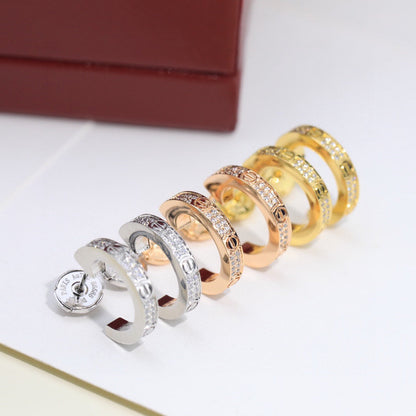 [ElanLuxe Jewelry]LOVE 5.5MM DIAMOND PAVED EARRINGS