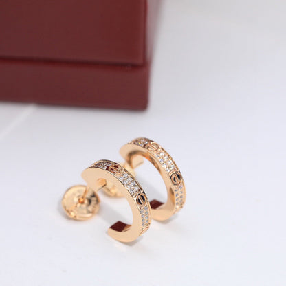 [ElanLuxe Jewelry]LOVE 5.5MM DIAMOND PAVED EARRINGS