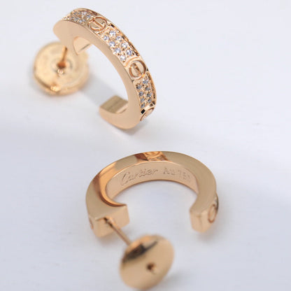 [ElanLuxe Jewelry]LOVE 5.5MM DIAMOND PAVED EARRINGS