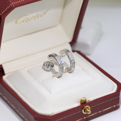 [ElanLuxe Jewelry]LOVE 5.5MM DIAMOND PAVED EARRINGS