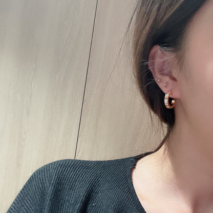 [ElanLuxe Jewelry]LOVE 5.5MM DIAMOND PAVED EARRINGS