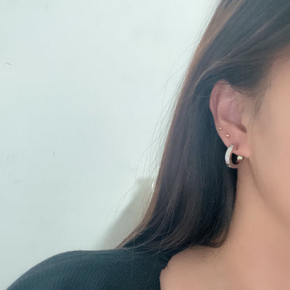 [ElanLuxe Jewelry]LOVE 5.5MM DIAMOND PAVED EARRINGS