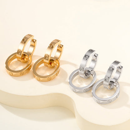 [ElanLuxe Jewelry]LOVE 3.3MM DANGLE EARRINGS