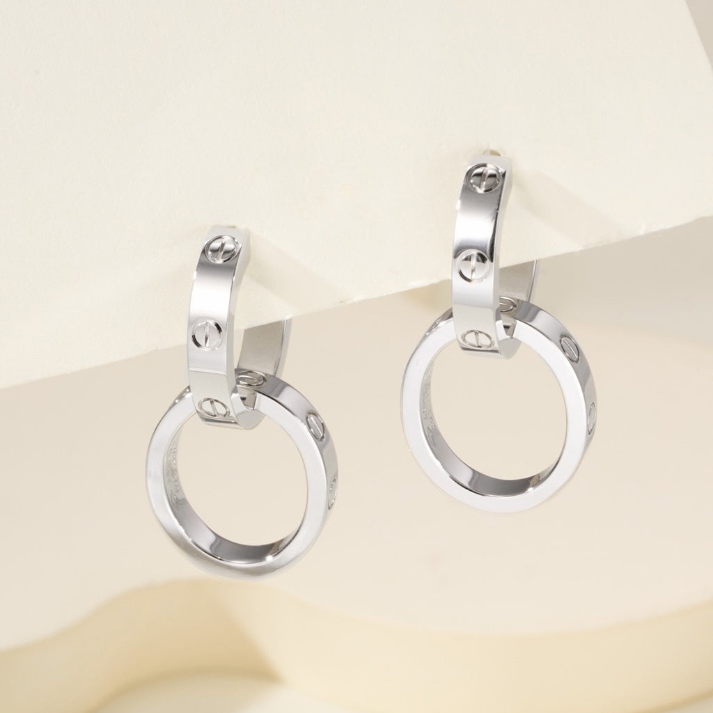 [ElanLuxe Jewelry]LOVE 3.3MM DANGLE EARRINGS