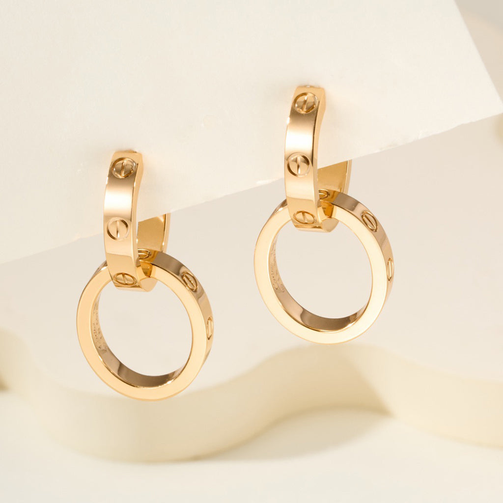 [ElanLuxe Jewelry]LOVE 3.3MM DANGLE EARRINGS