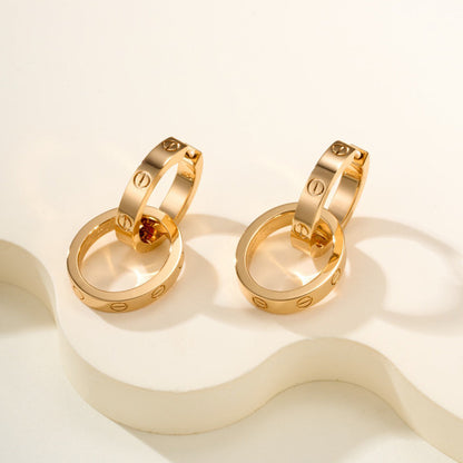 [ElanLuxe Jewelry]LOVE 3.3MM DANGLE EARRINGS