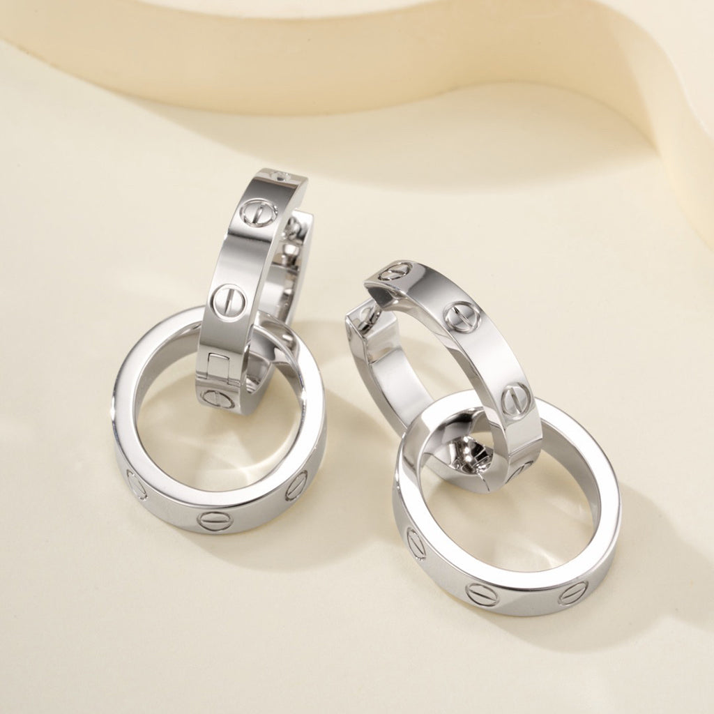 [ElanLuxe Jewelry]LOVE 3.3MM DANGLE EARRINGS