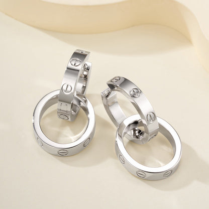[ElanLuxe Jewelry]LOVE 3.3MM DANGLE EARRINGS