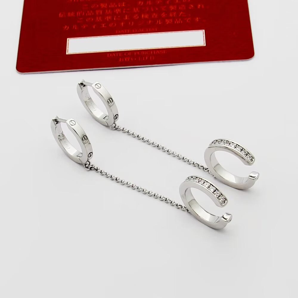[ElanLuxe Jewelry]LOVE 3.0MM HALF DIAMOND EARRINGS