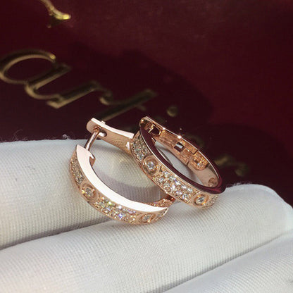 [ElanLuxe Jewelry]LOVE 5.5MM DIAMOND PAVED EARRINGS