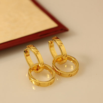 [ElanLuxe Jewelry]LOVE 3.3MM DANGLE EARRINGS