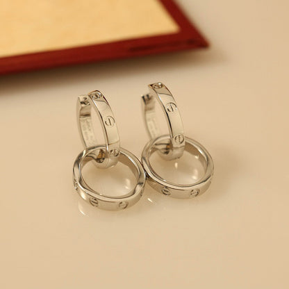 [ElanLuxe Jewelry]LOVE 3.3MM DANGLE EARRINGS