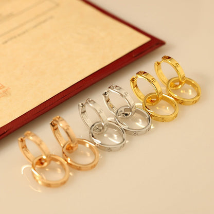 [ElanLuxe Jewelry]LOVE 3.3MM DANGLE EARRINGS