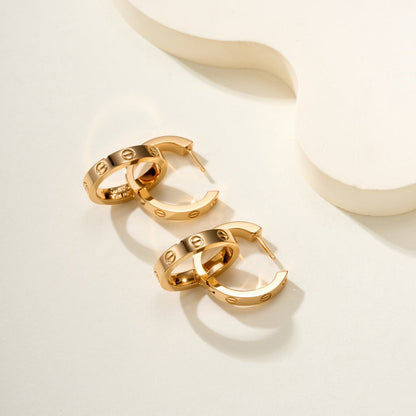[ElanLuxe Jewelry]LOVE 3.3MM DANGLE HALF DIAMOND EARRINGS