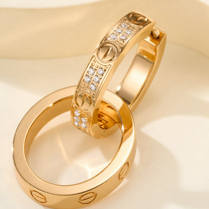 [ElanLuxe Jewelry]LOVE 3.3MM DANGLE HALF DIAMOND EARRINGS