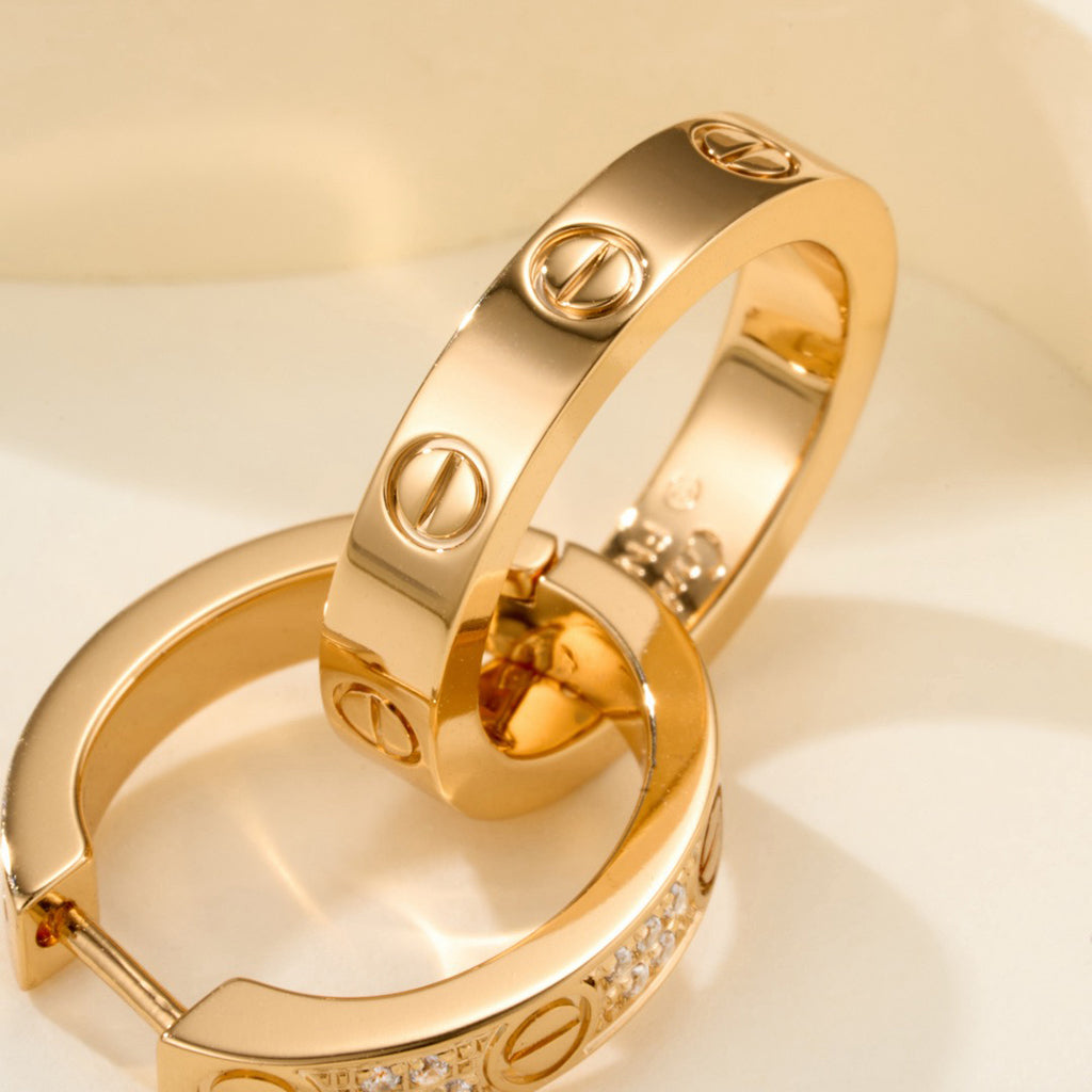 [ElanLuxe Jewelry]LOVE 3.3MM DANGLE HALF DIAMOND EARRINGS
