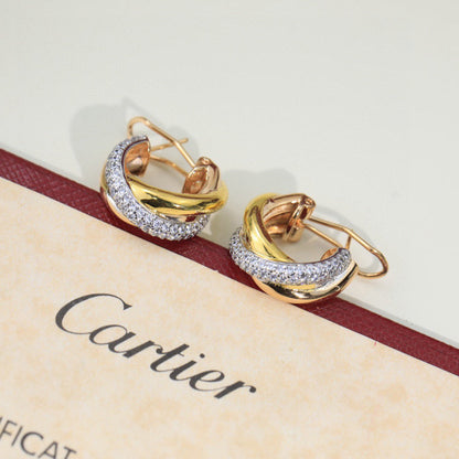 [ElanLuxe Jewelry]TRINITY HALF DIAMOND  CLASSIC EARRINGS