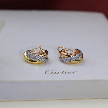 [ElanLuxe Jewelry]TRINITY HALF DIAMOND  CLASSIC EARRINGS