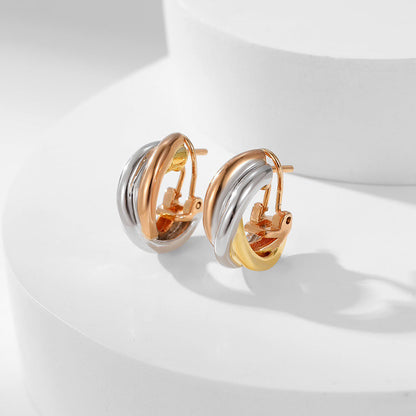 [ElanLuxe Jewelry]TRINITY ON DIAMOND CLASSIC EARRINGS