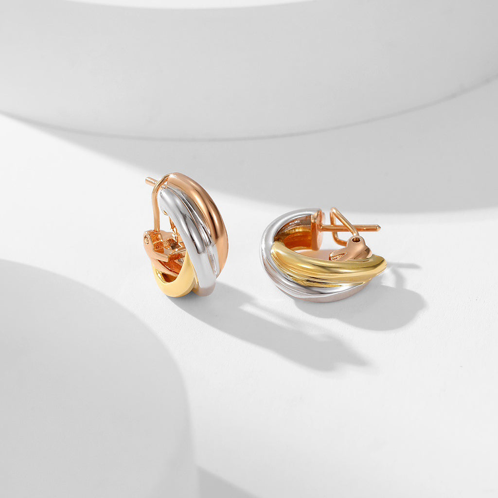 [ElanLuxe Jewelry]TRINITY ON DIAMOND CLASSIC EARRINGS