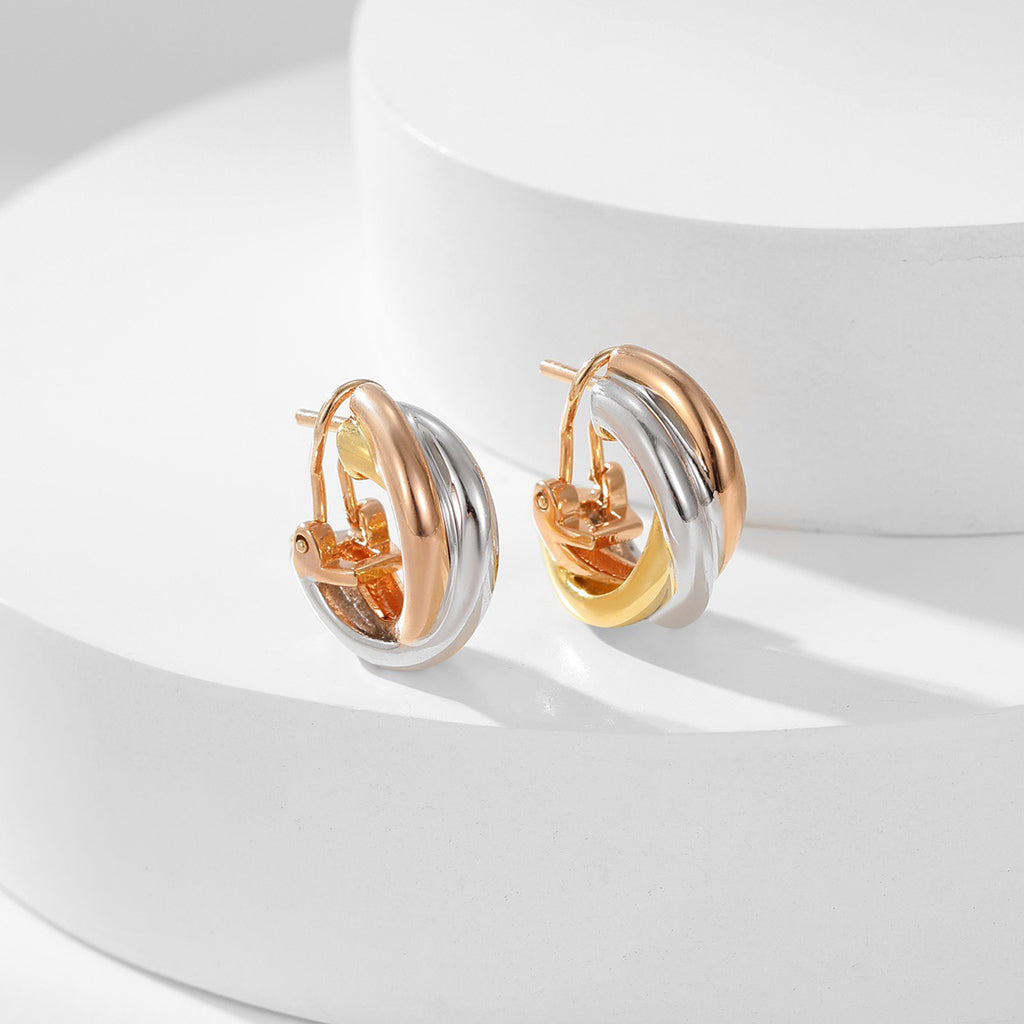 [ElanLuxe Jewelry]TRINITY ON DIAMOND CLASSIC EARRINGS
