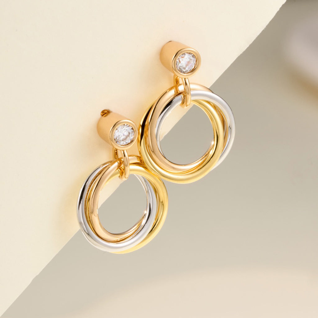 [ElanLuxe Jewelry]TRINITY ON DIAMOND  EARRINGS