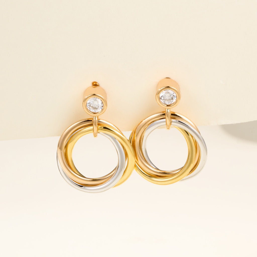 [ElanLuxe Jewelry]TRINITY ON DIAMOND  EARRINGS