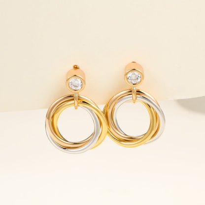 [ElanLuxe Jewelry]TRINITY ON DIAMOND  EARRINGS