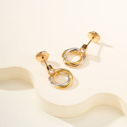 [ElanLuxe Jewelry]TRINITY ON DIAMOND  EARRINGS