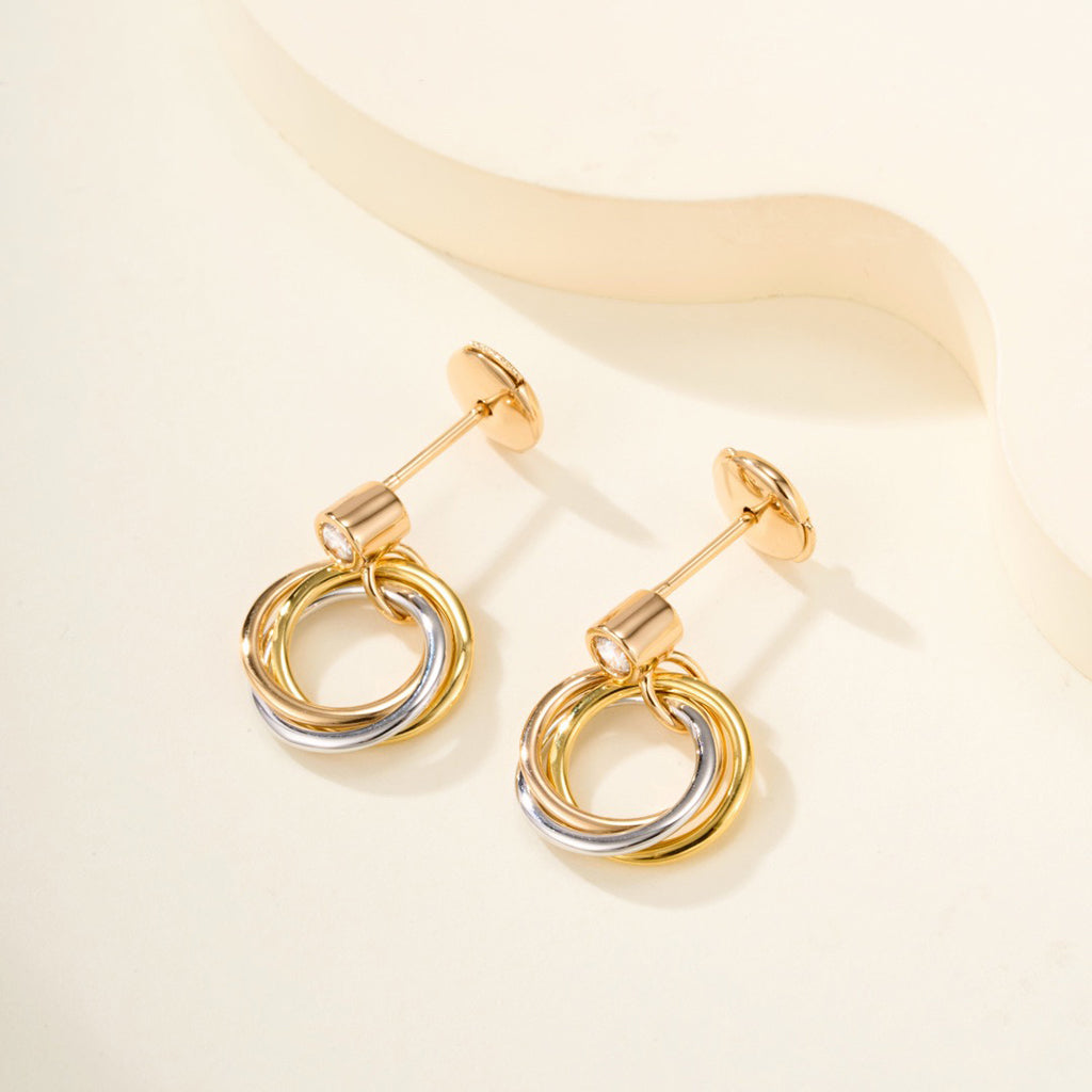 [ElanLuxe Jewelry]TRINITY ON DIAMOND  EARRINGS