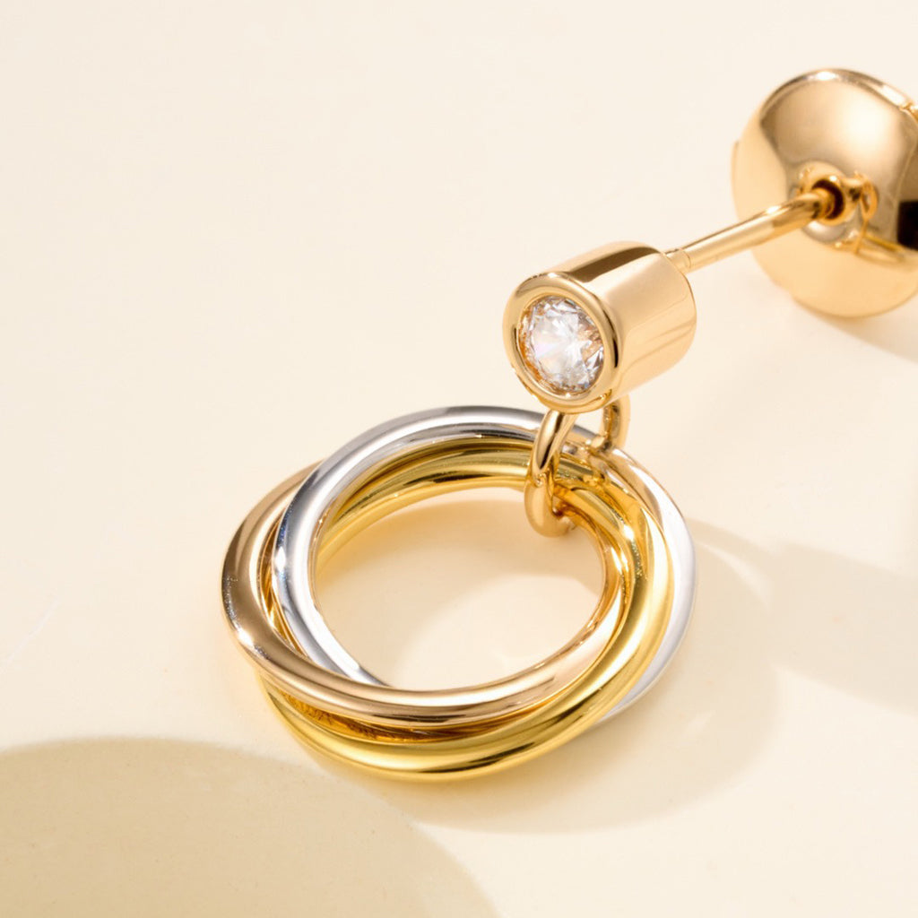 [ElanLuxe Jewelry]TRINITY ON DIAMOND  EARRINGS