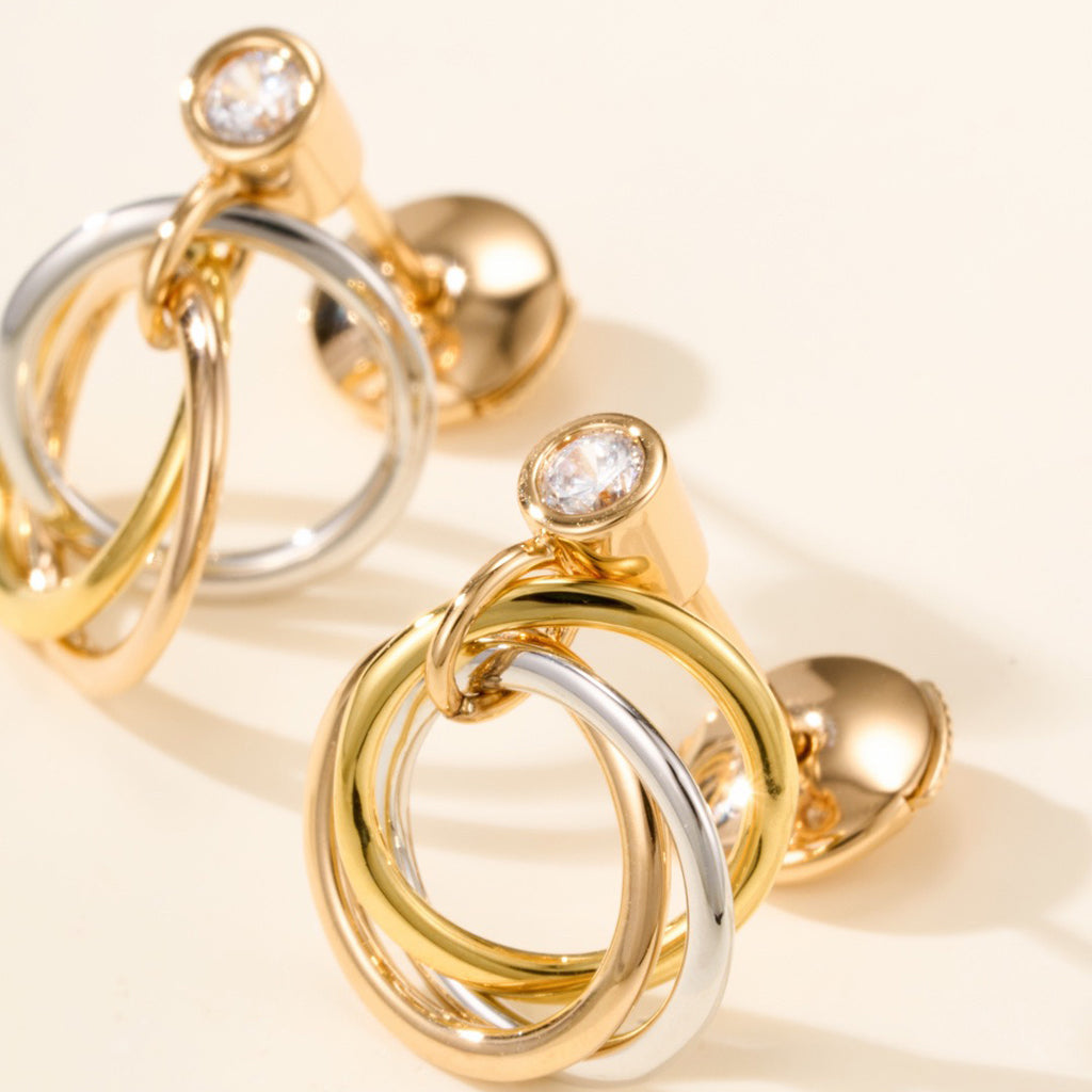 [ElanLuxe Jewelry]TRINITY ON DIAMOND  EARRINGS