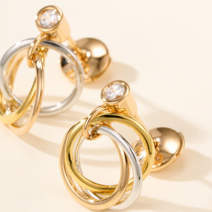[ElanLuxe Jewelry]TRINITY ON DIAMOND  EARRINGS