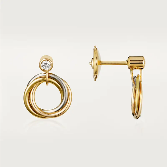 [ElanLuxe Jewelry]TRINITY ON DIAMOND  EARRINGS