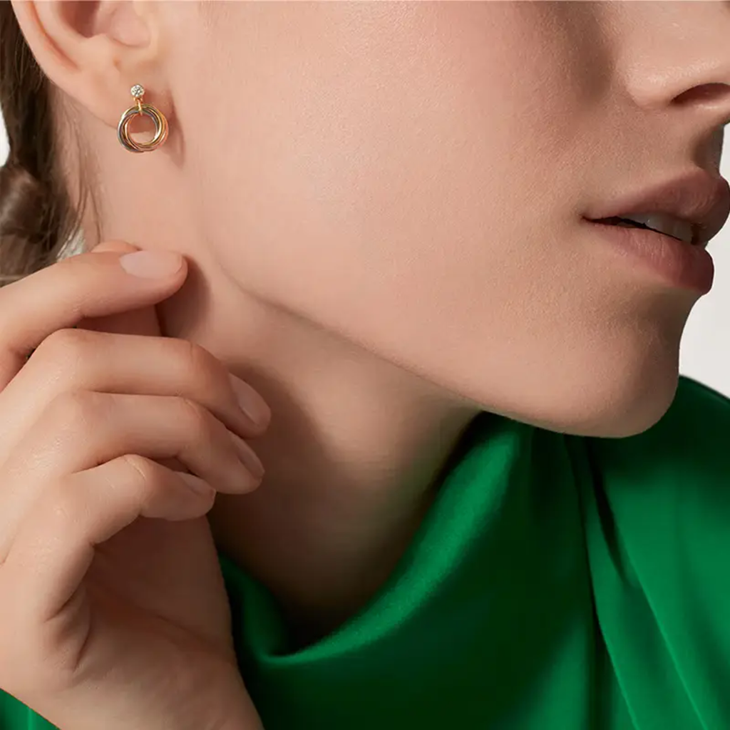 [ElanLuxe Jewelry]TRINITY ON DIAMOND  EARRINGS