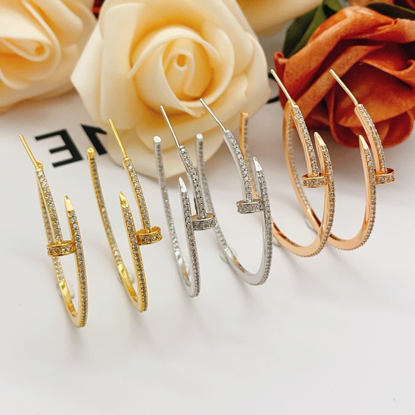 [ElanLuxe Jewelry]JUSTE FULL DIAMOND LARGE EARRINGS