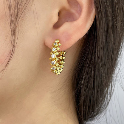 [ElanLuxe Jewelry]CLASH FULL DIAMOND MEDIUM EARRINGS
